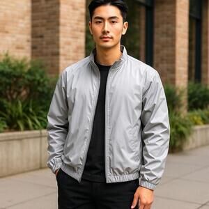 New Zara Jacket Men's Large Gray Lined Full Zip Pockets NWT